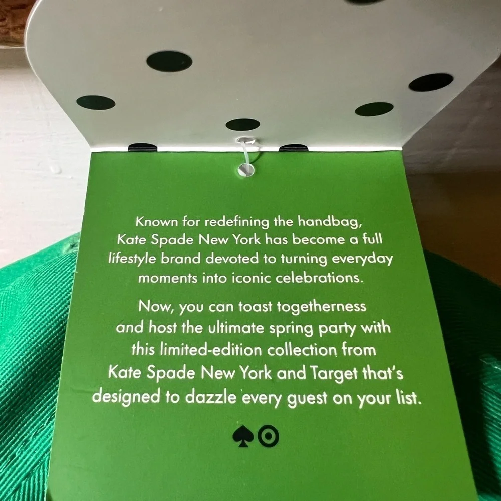 NWT Kate Spade Green Embroidered Party Hat